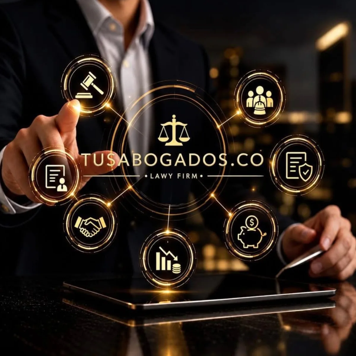 Abogado de TusAbogados.co con las áreas del derecho